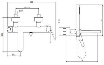 KLAB - Wall-mounted external brass bathtub set with hand shower by Rubinetterie Treemme - view 3